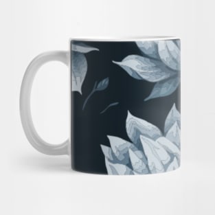 Sky Blue Flower Pattern on Black Mug